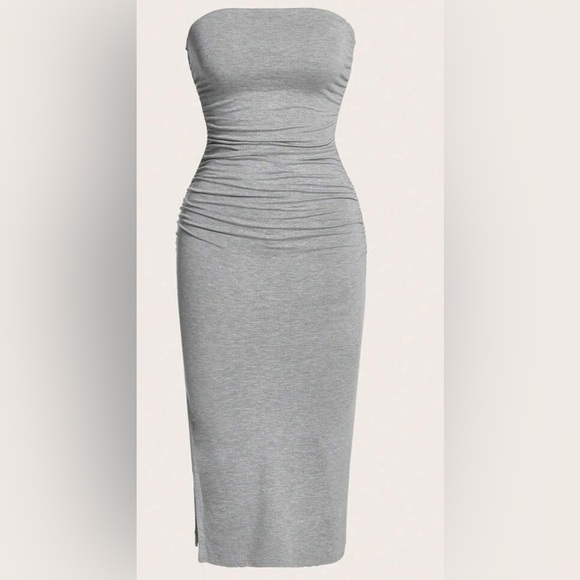 SHEIN Dresses & Skirts - Strapless Gray Ruched Tube Dress XS